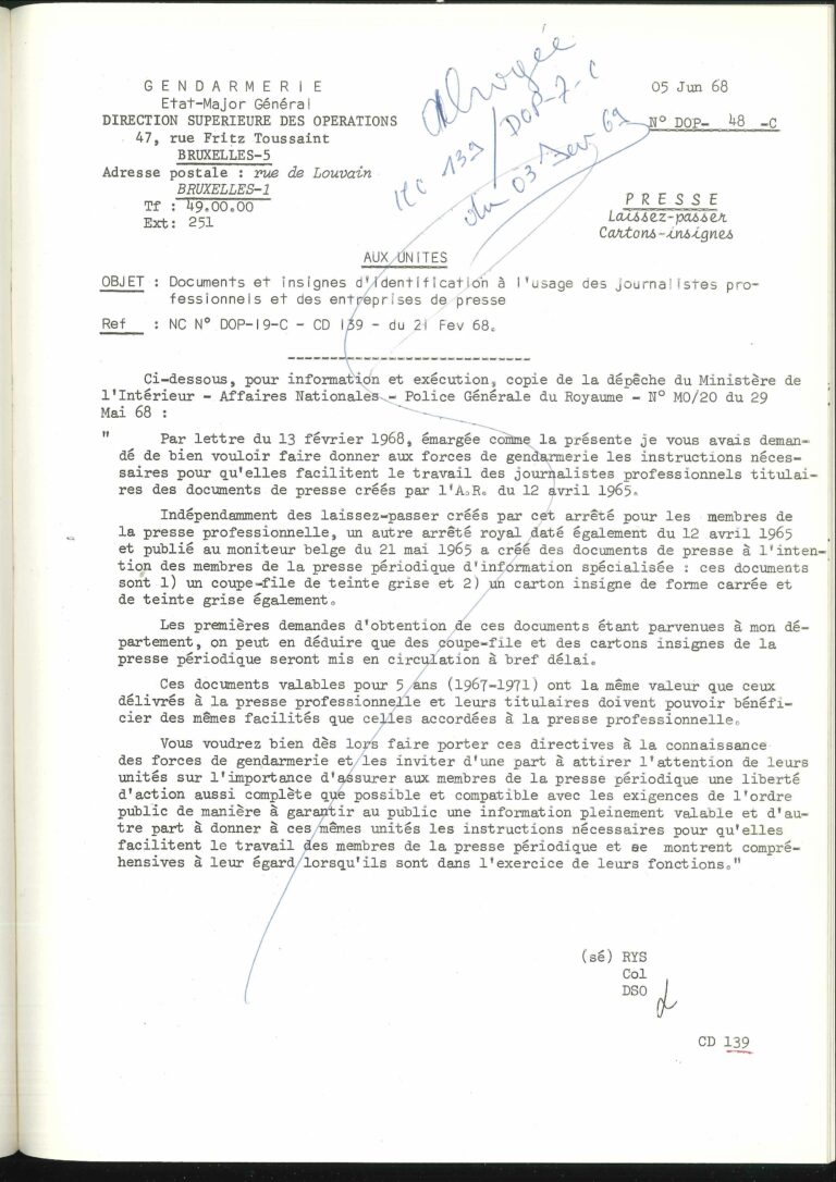 Notities en bevelen van de Belgische gendarmerie, hoekstenen van onderzoek naar het lichaam in de 20e eeuw