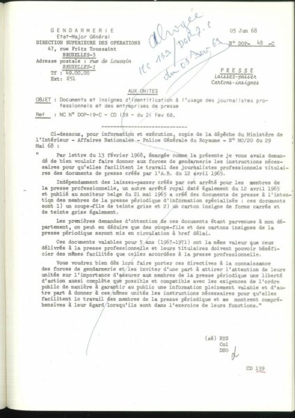 Notities en bevelen van de Belgische gendarmerie, hoekstenen van onderzoek naar het lichaam in de 20e eeuw